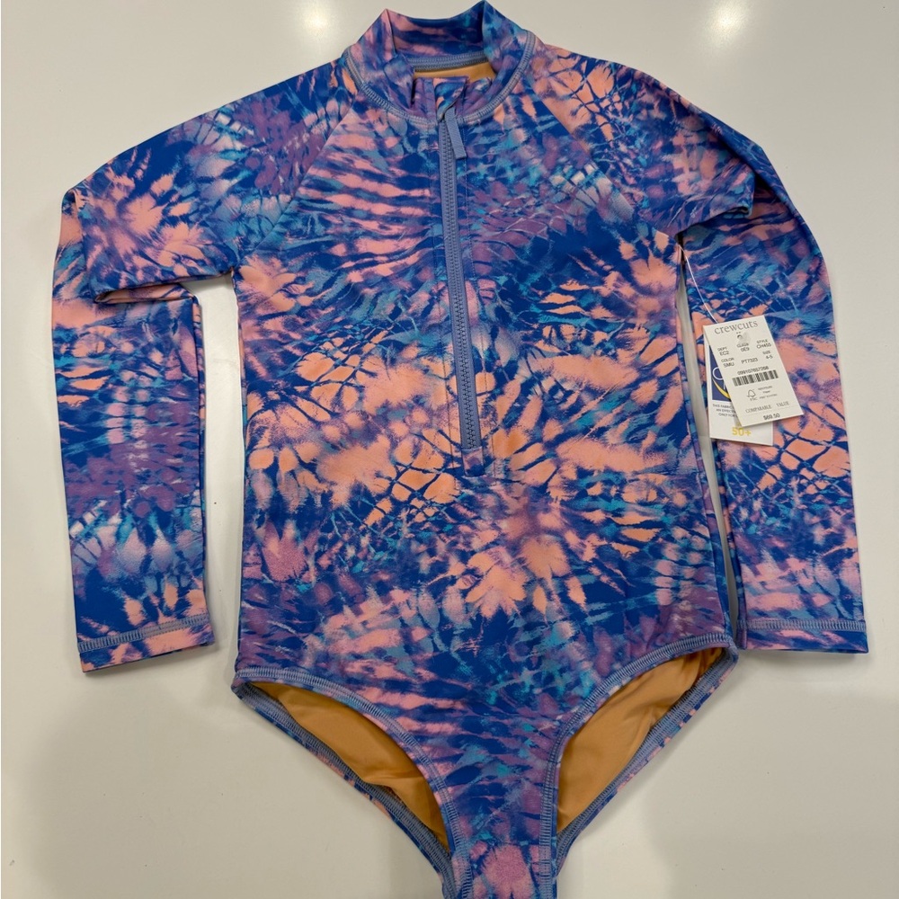 NEW!! Crewcuts Blue and Pink Tie-Dye Kids one piece swimsuit